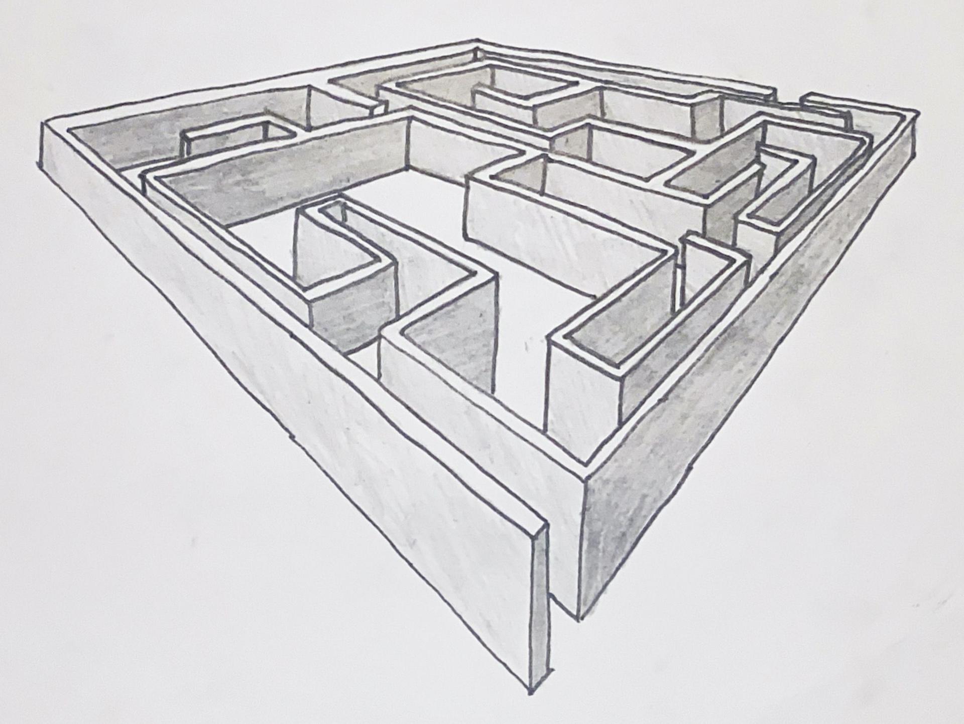 Drawing Challenge: 3D Maze in Two Point Perspective