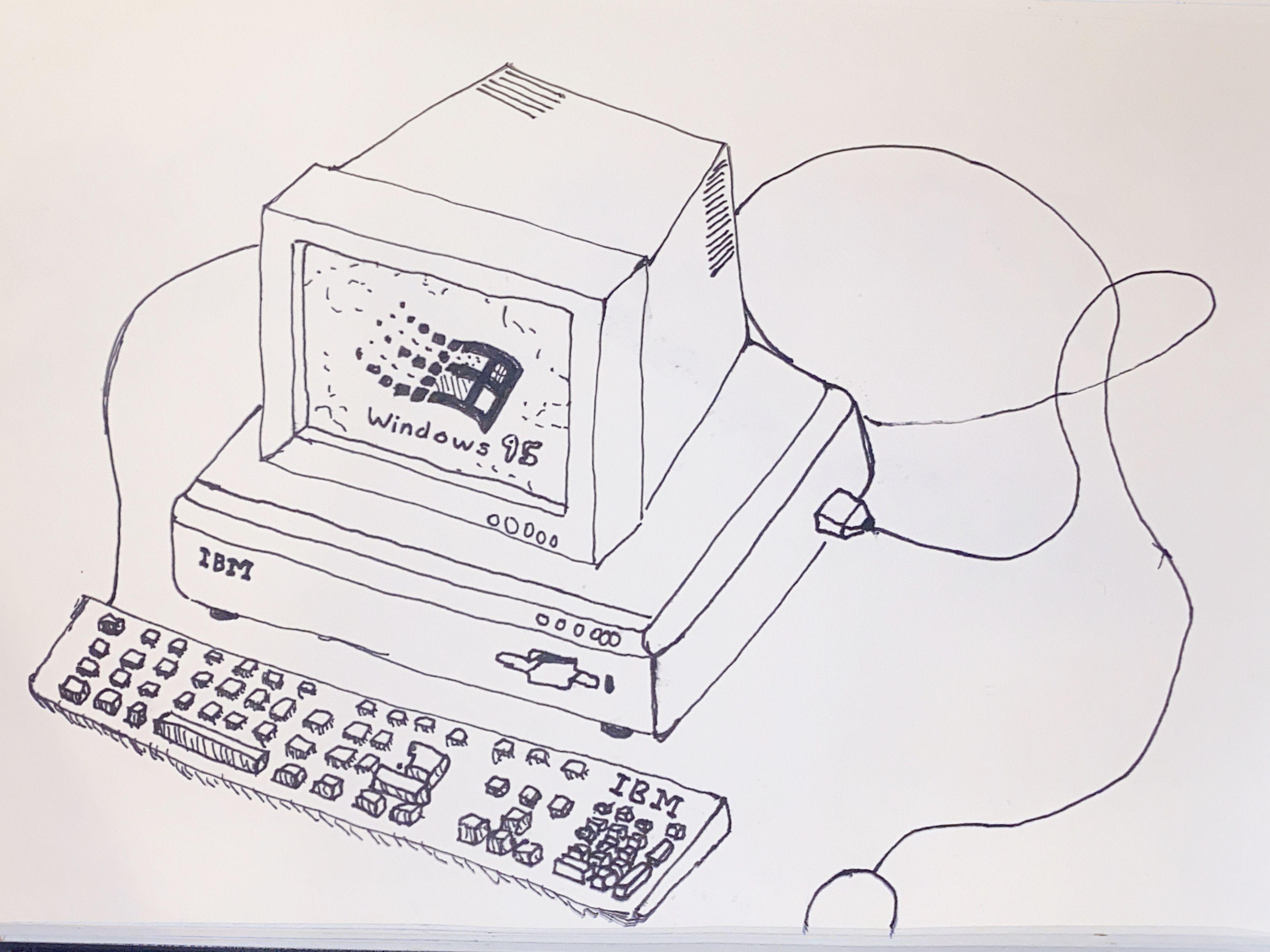 Retro Computer Drawing